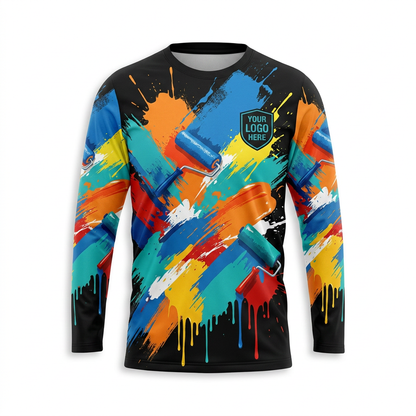 Color Burst Custom Painter Work Shirt - Front View