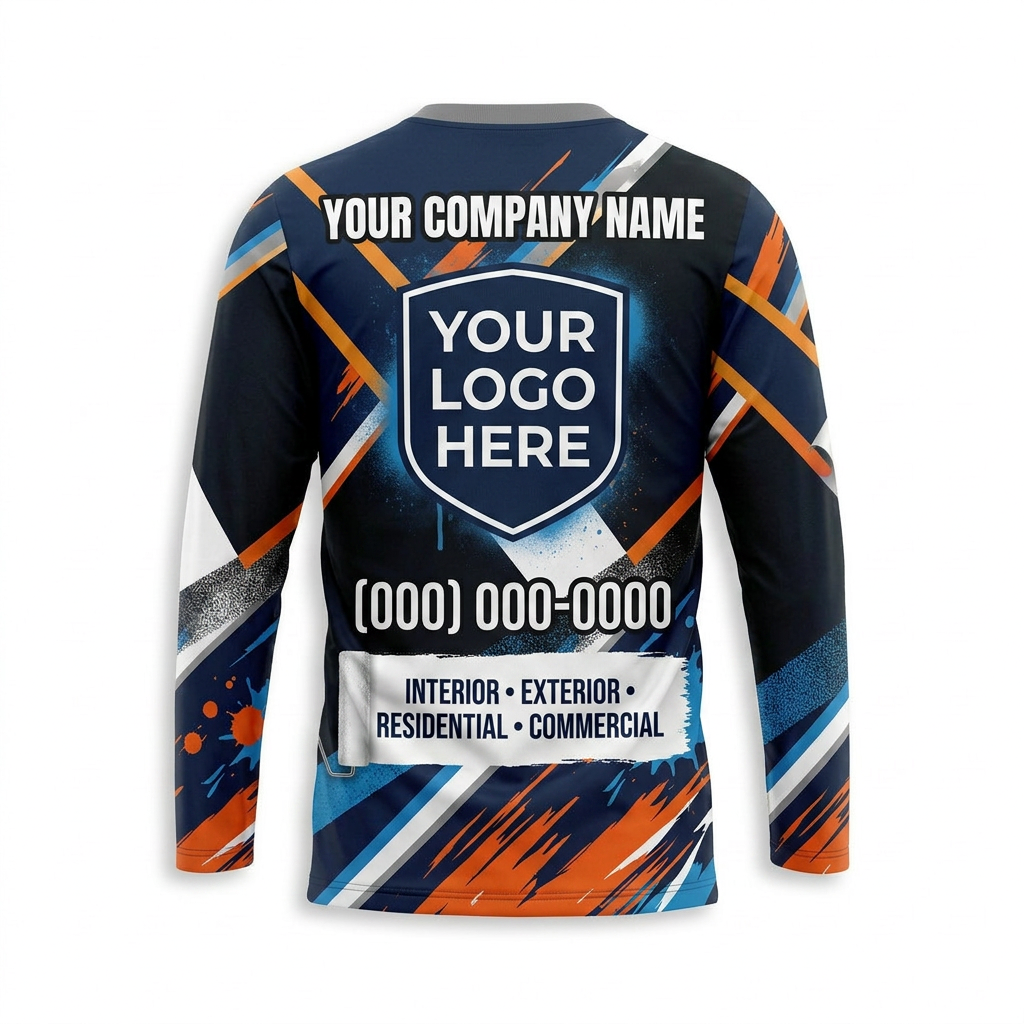 Apex Blue Orange Custom Painter Work Shirt - Back View