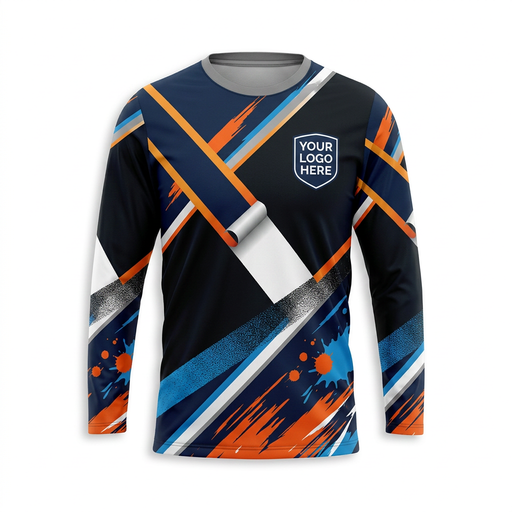 Apex Blue Orange Custom Painter Work Shirt - Front View