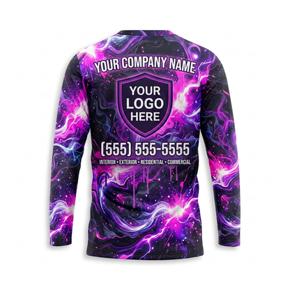 Purple Galaxy Custom Painter Work Shirt - Back View