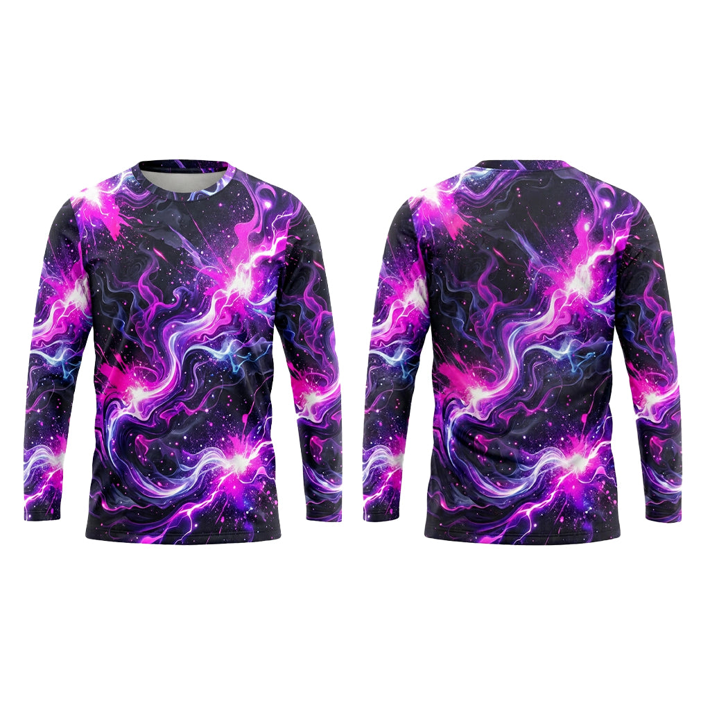Purple Galaxy Custom Painter Work Shirt - Front and Back View