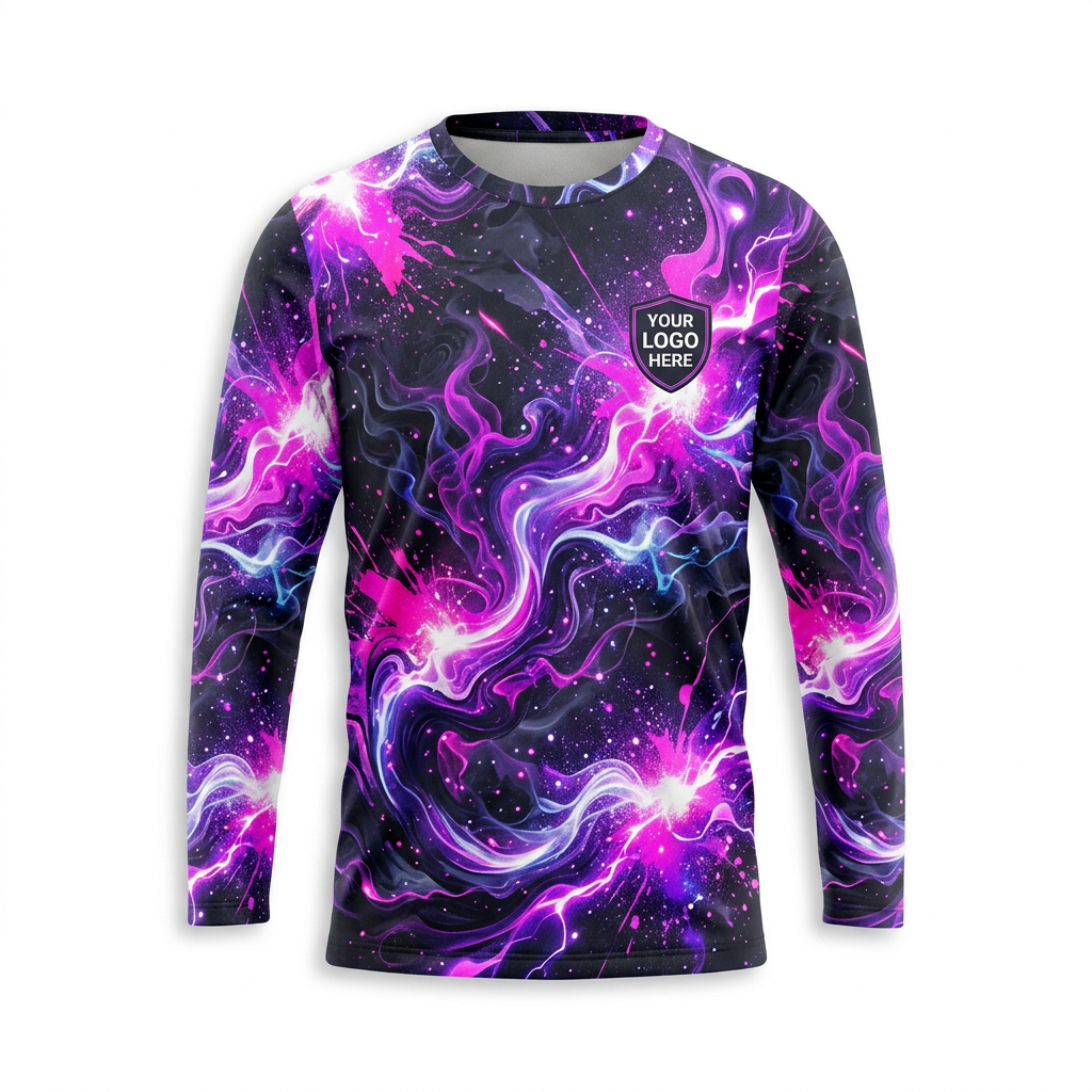 Purple Galaxy Custom Painter Work Shirt - Front View