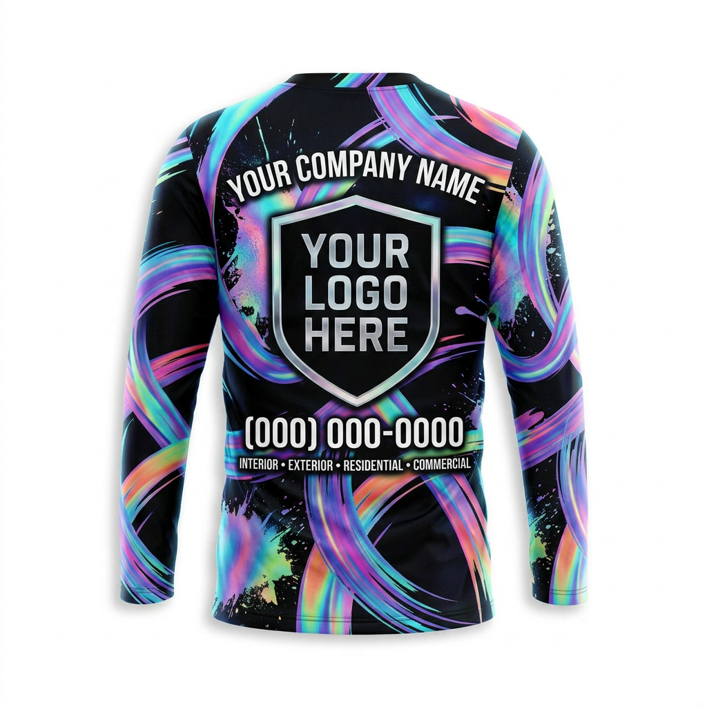 Neon Ribbon Custom Painter Work Shirt - Back View