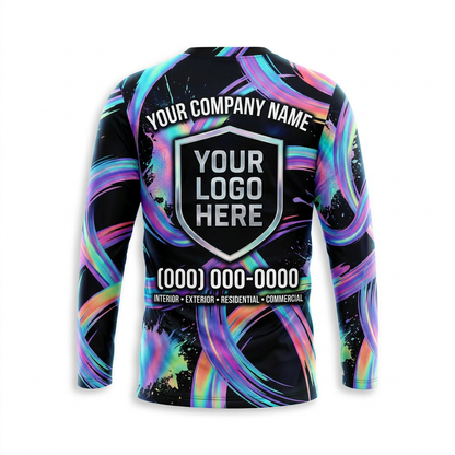 Neon Ribbon Custom Painter Work Shirt - Back View