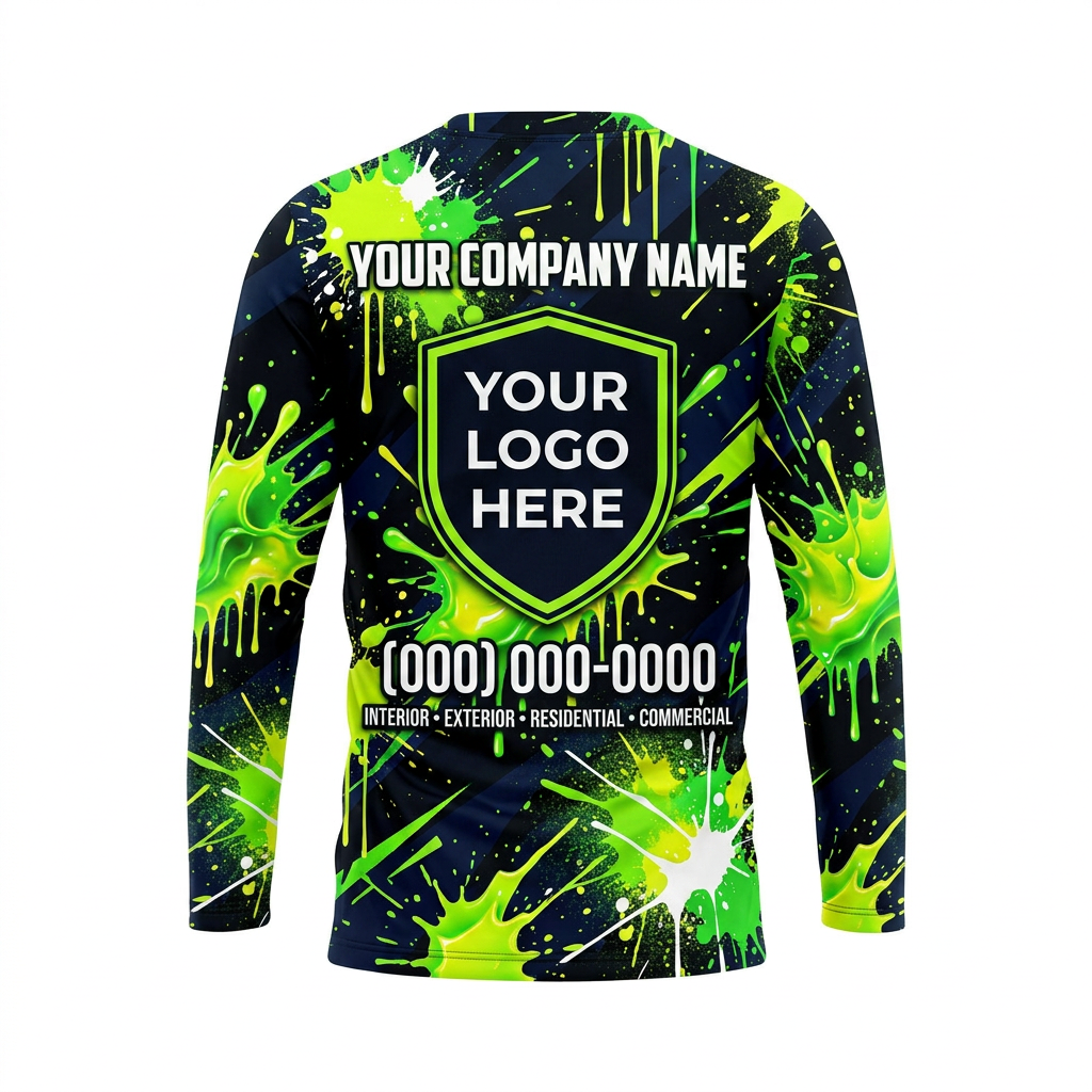Toxic Lime Custom Painter Work Shirt - Back View