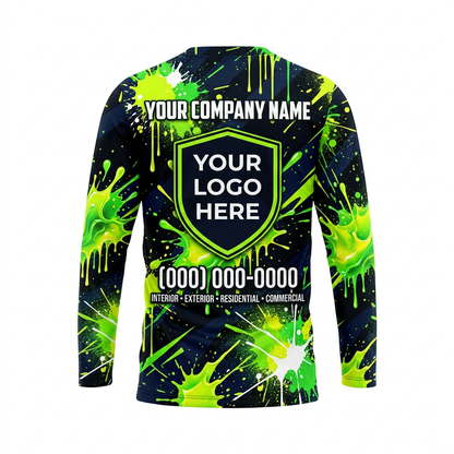Toxic Lime Custom Painter Work Shirt - Back View
