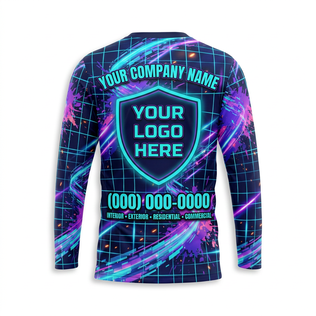 Retro Grid Custom Painter Work Shirt - Back View