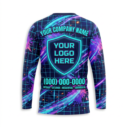 Retro Grid Custom Painter Work Shirt - Back View