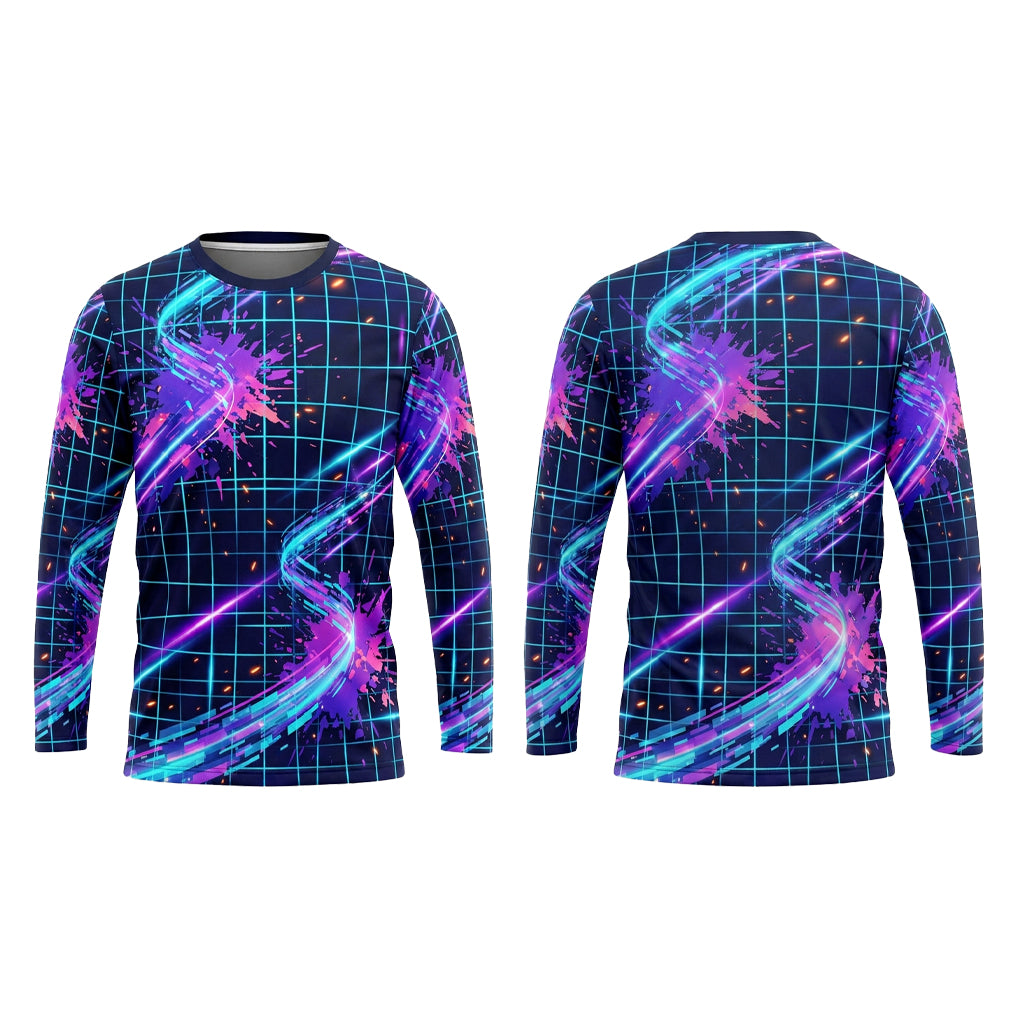 Retro Grid Custom Painter Work Shirt - Front and Back View