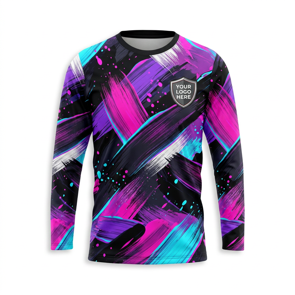 Magenta Brushstroke Custom Painter Work Shirt - Front View