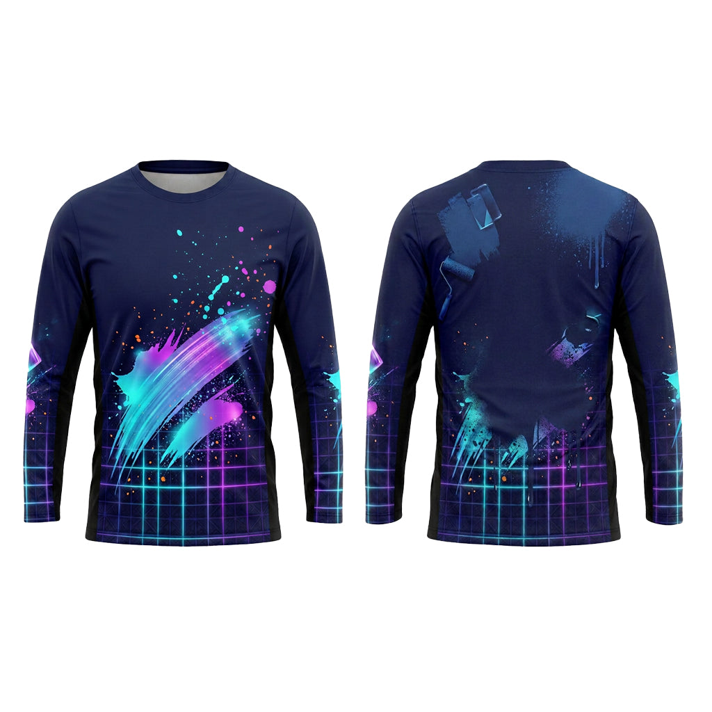 Cyber Sweep Custom Painter Work Shirt - Front and Back View