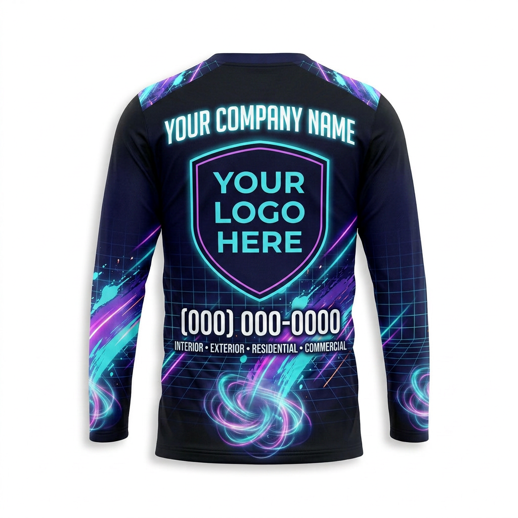 Neon Vortex Custom Painter Work Shirt - Back View