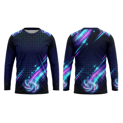 Neon Vortex Custom Painter Work Shirt - Front and Back View