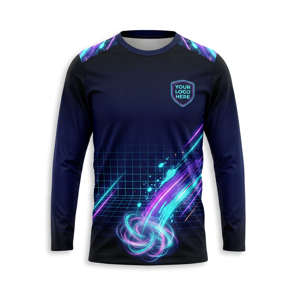 Neon Vortex Custom Painter Work Shirt - Front View