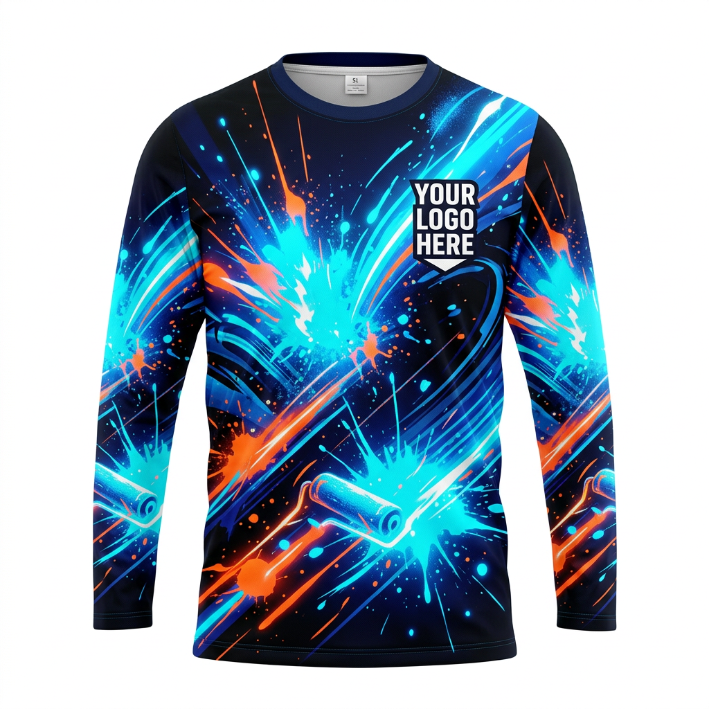 Electric Roller Burst Custom Painter Work Shirt - Front View