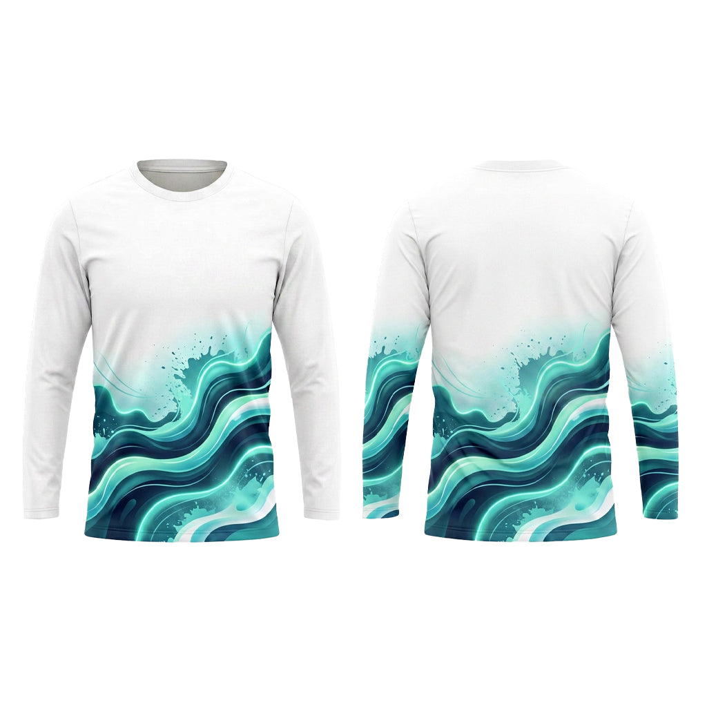 Coastal Teal Marble Custom Painter Work Shirt - Front and Back View