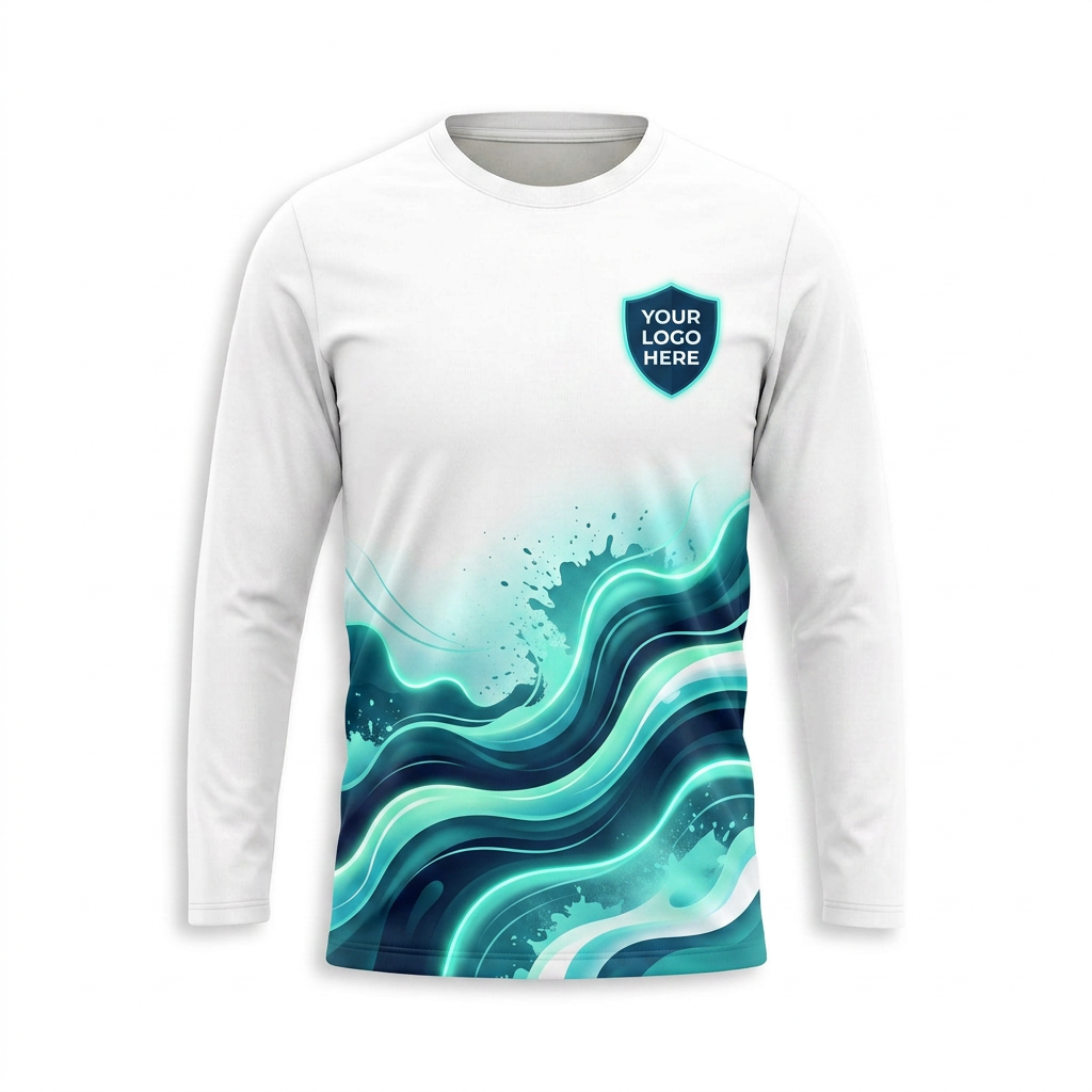 Coastal Teal Marble Custom Painter Work Shirt - Front View