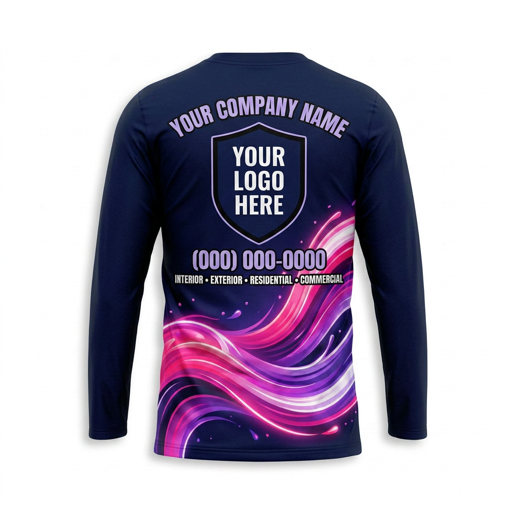 Magenta Wave Custom Painter Work Shirt - Back View