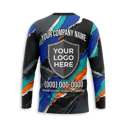 Torn Color Layers Custom Painter Work Shirt - Back View