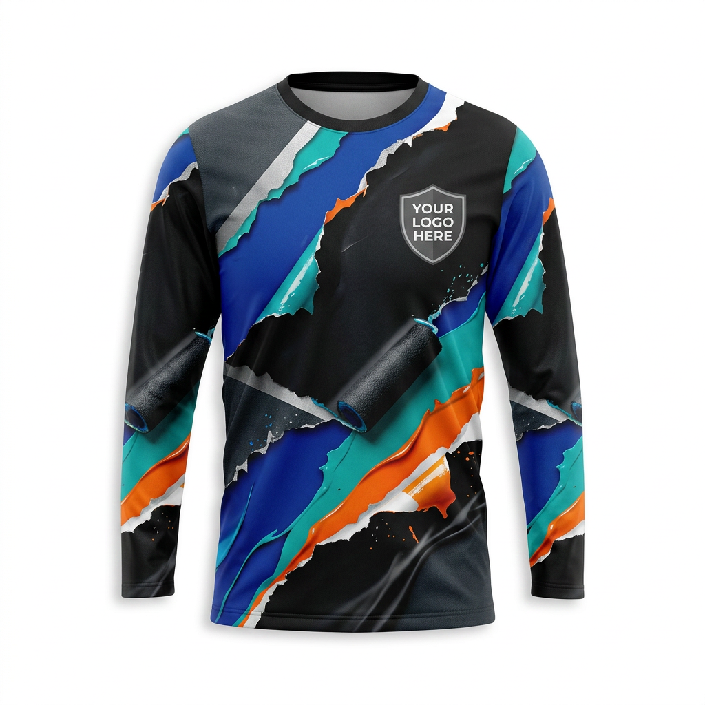 Torn Color Layers Custom Painter Work Shirt - Front View