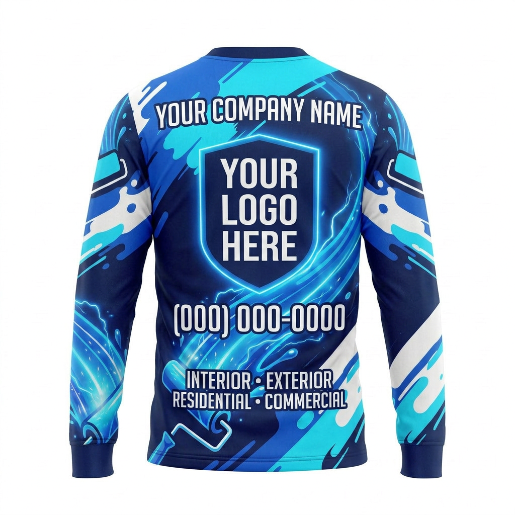 Ocean Roller Wave Custom Painter Work Shirt - Back View