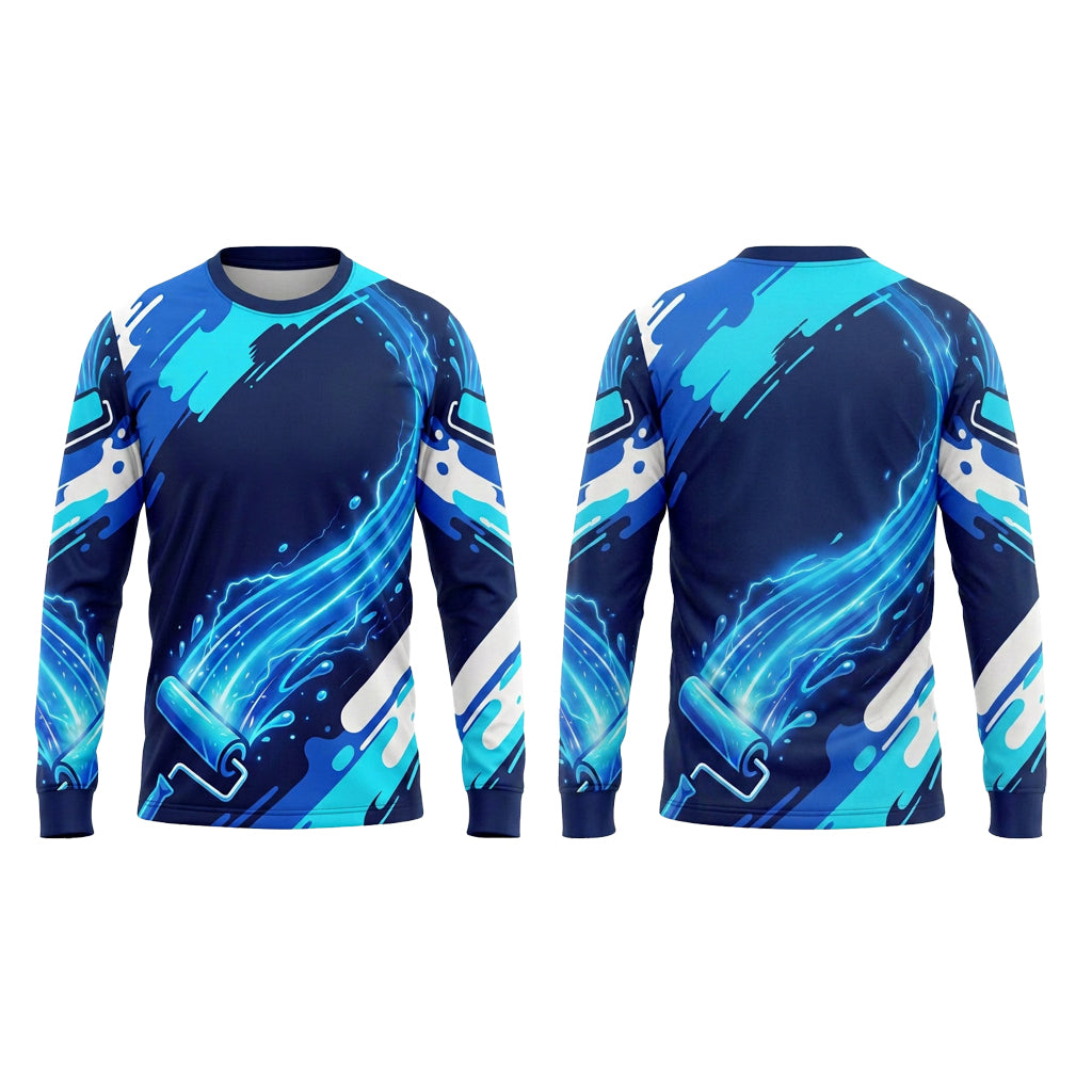 Ocean Roller Wave Custom Painter Work Shirt - Front and Back View