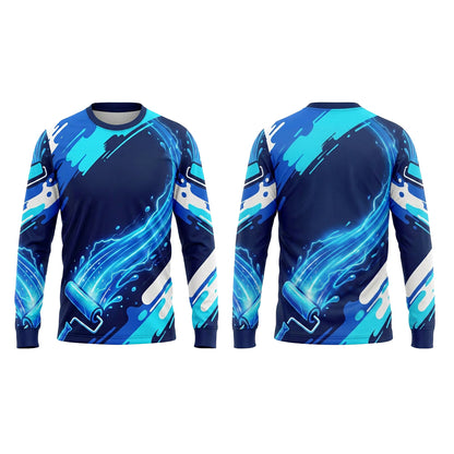 Ocean Roller Wave Custom Painter Work Shirt - Front and Back View