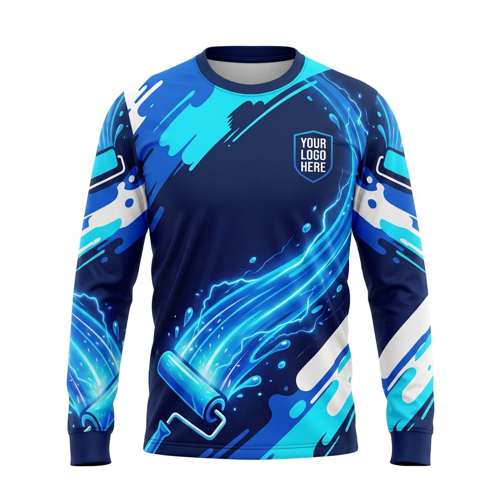 Ocean Roller Wave Custom Painter Work Shirt - Front View