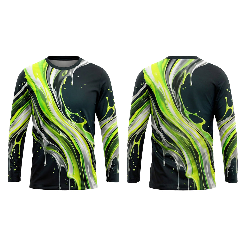 Electric Lime Marble Custom Painter Work Shirt - Front and Back View