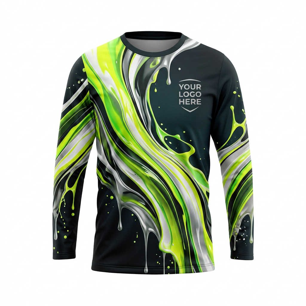 Electric Lime Marble Custom Painter Work Shirt - Front View