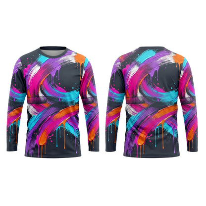Vibrant Brush Loop Custom Painter Work Shirt - Front and Back View