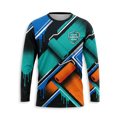 Geometric Roller Blocks Custom Painter Work Shirt - Front View
