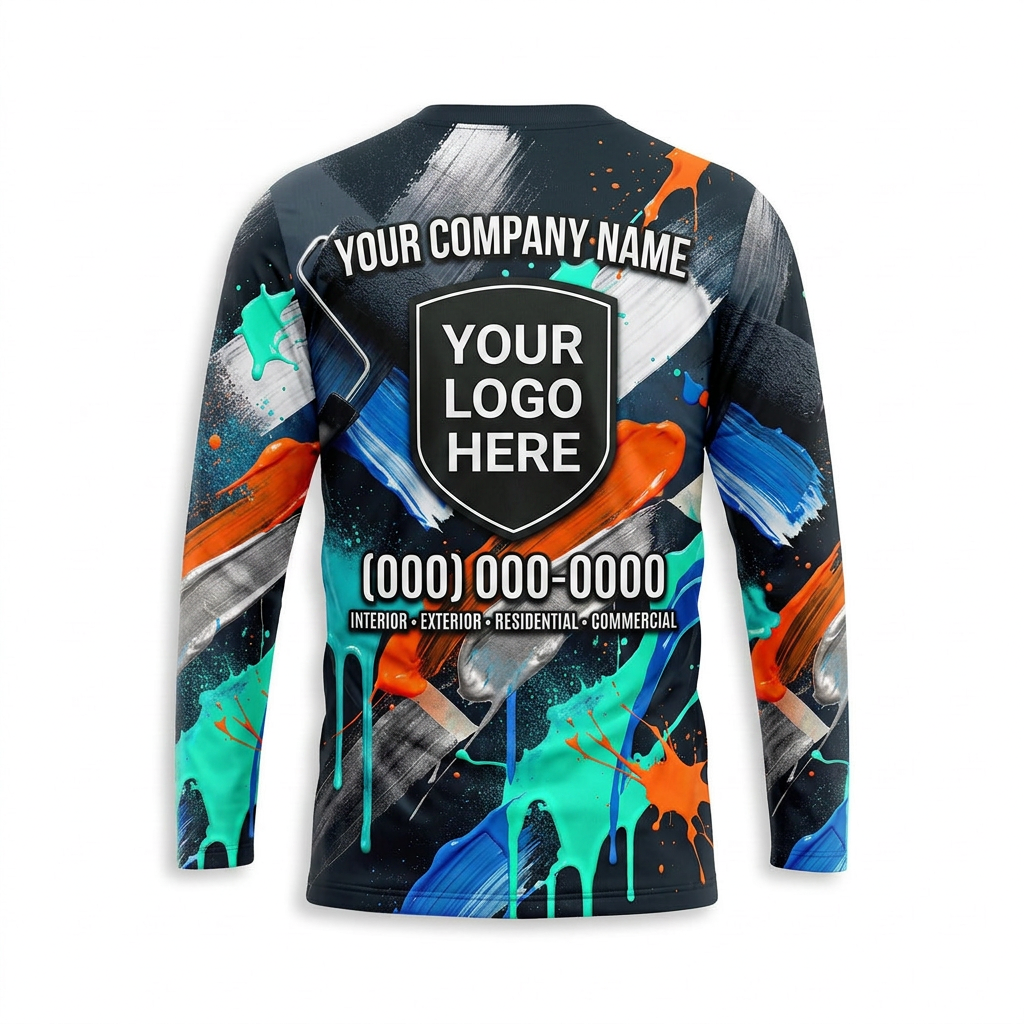Roller Brush Collision Custom Painter Work Shirt - Back View