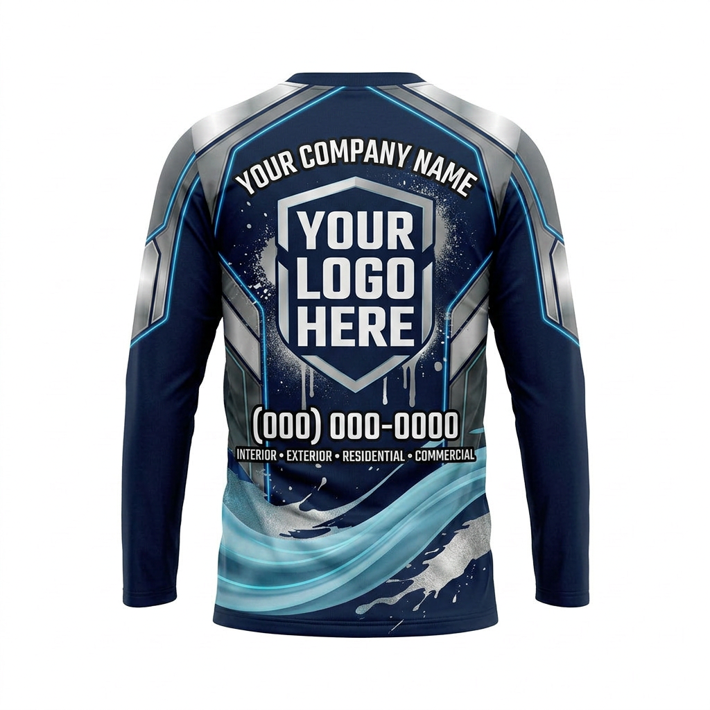 Navy Precision Wave Custom Painter Work Shirt - Back View
