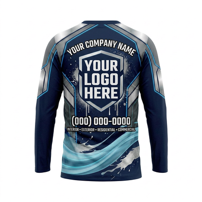 Navy Precision Wave Custom Painter Work Shirt - Back View