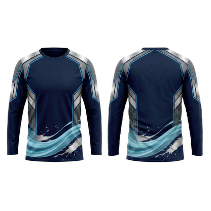 Navy Precision Wave Custom Painter Work Shirt - Front and Back View