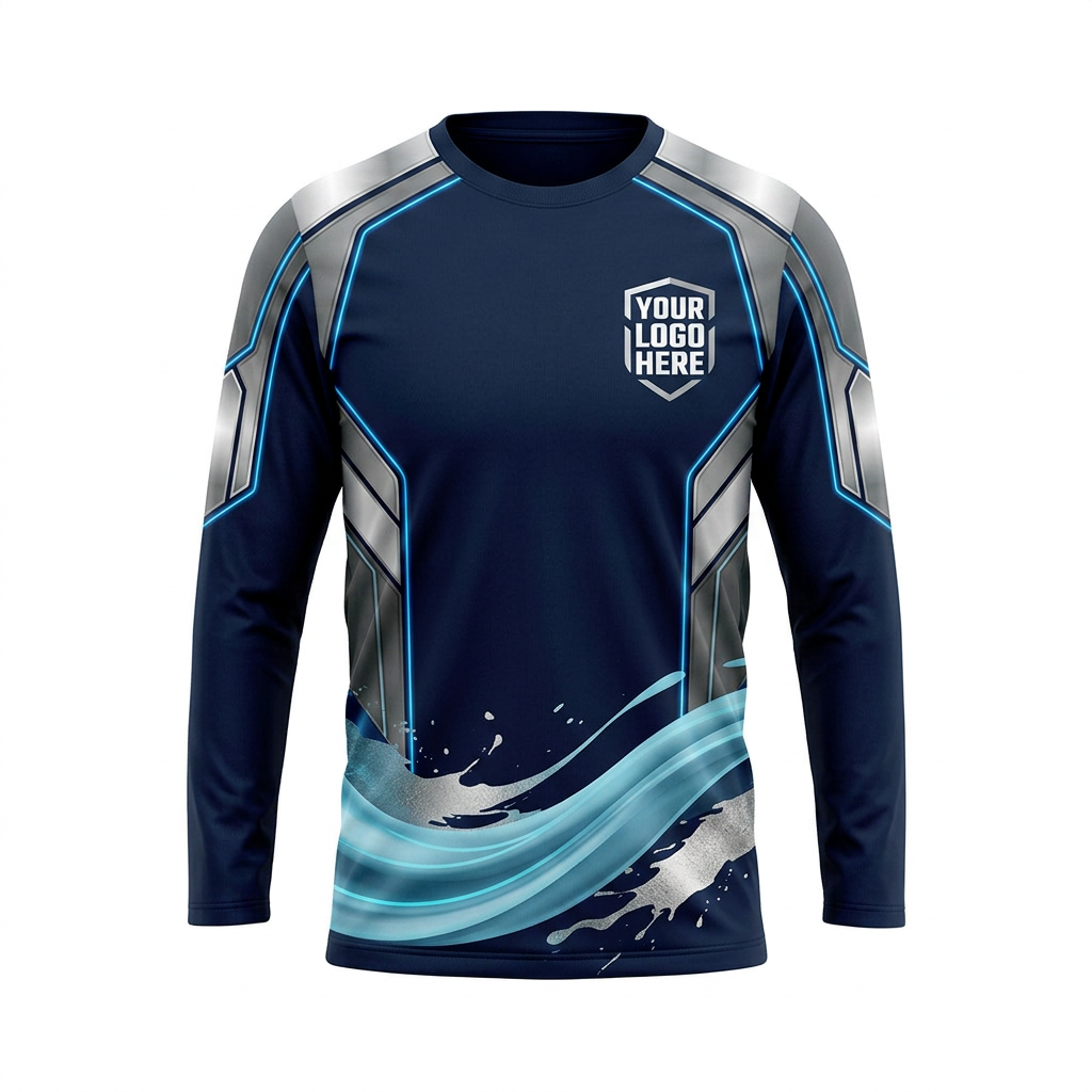 Navy Precision Wave Custom Painter Work Shirt - Front View