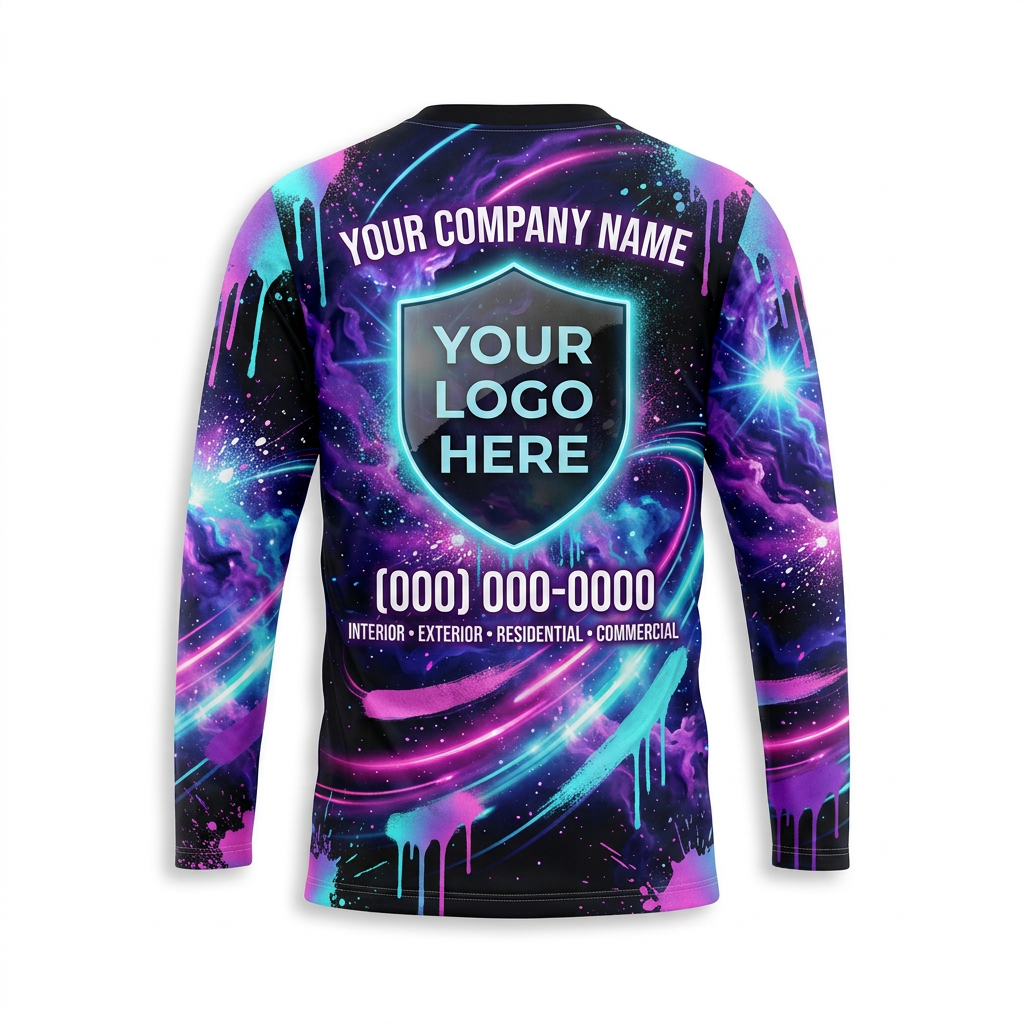 Cosmic Nebula Custom Painter Work Shirt - Back View