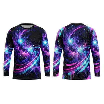 Cosmic Nebula Custom Painter Work Shirt - Front and Back View