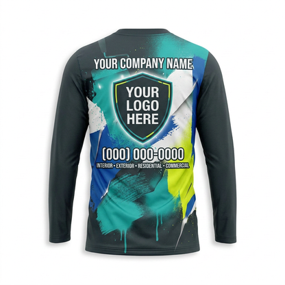 Teal Roller Fusion Custom Painter Work Shirt - Back View