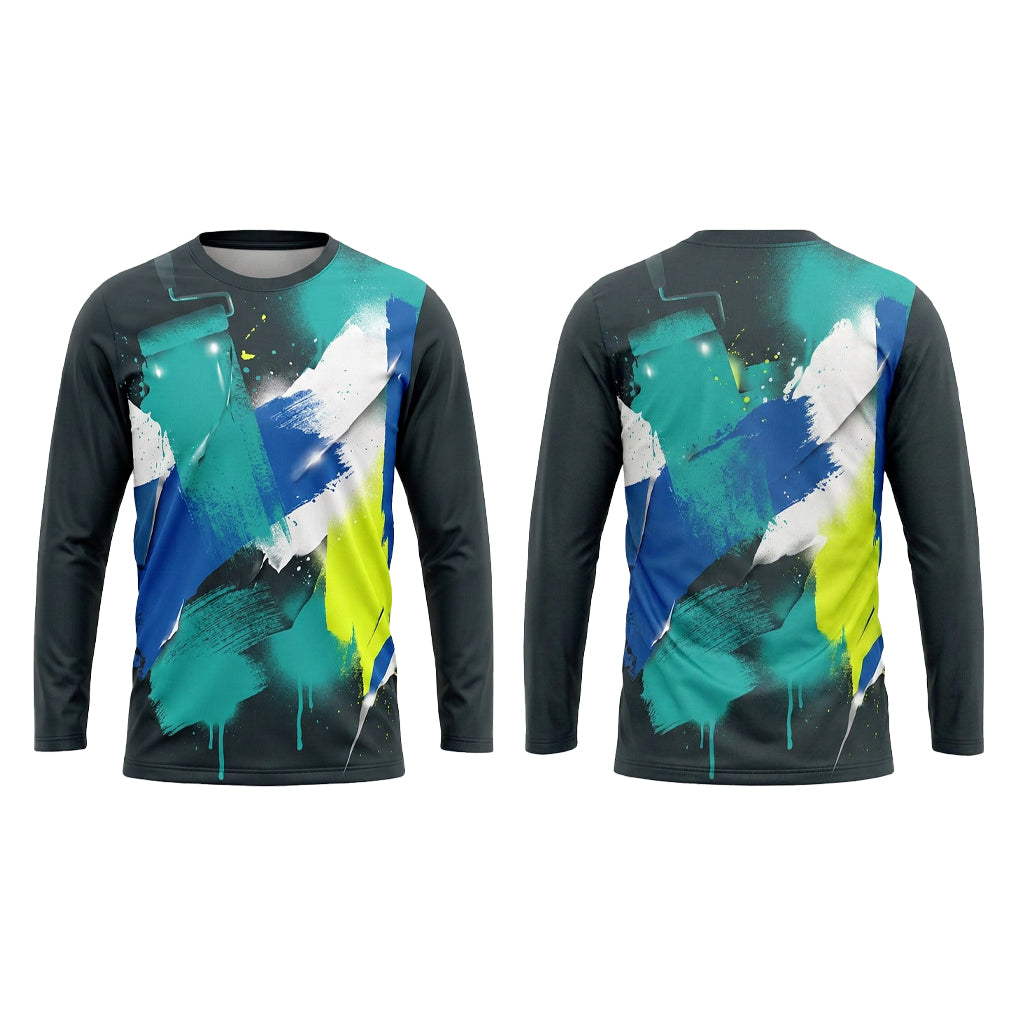 Teal Roller Fusion Custom Painter Work Shirt - Front and Back View