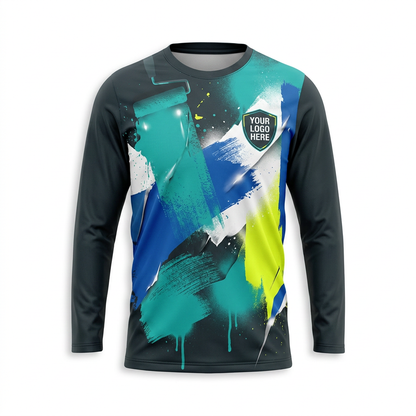 Teal Roller Fusion Custom Painter Work Shirt - Front View