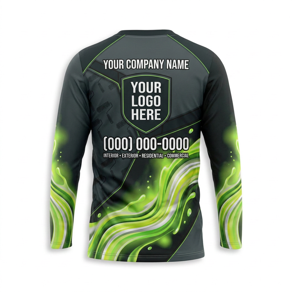 Lime Flow Tech Custom Painter Work Shirt - Back View