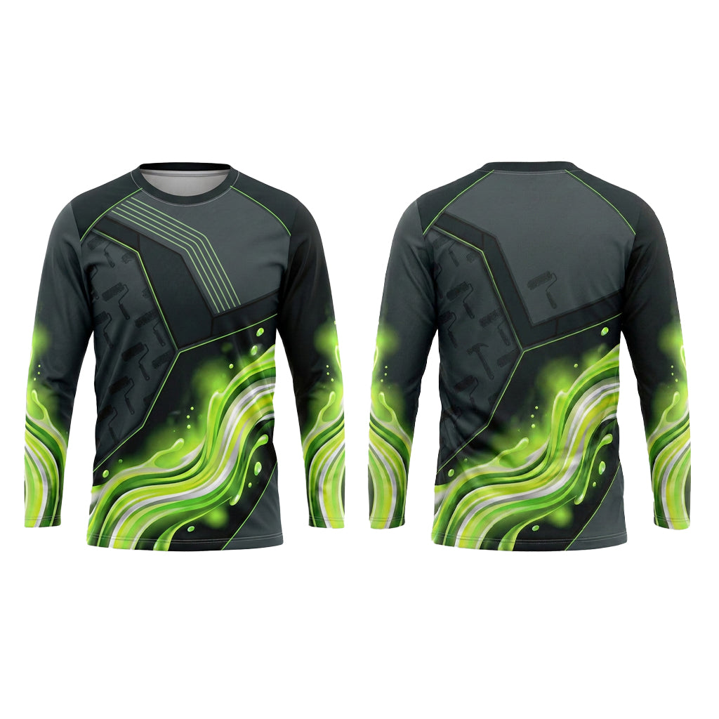 Lime Flow Tech Custom Painter Work Shirt - Front and Back View