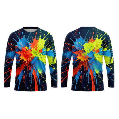 Primary Color Splash Custom Painter Work Shirt - Front and Back View