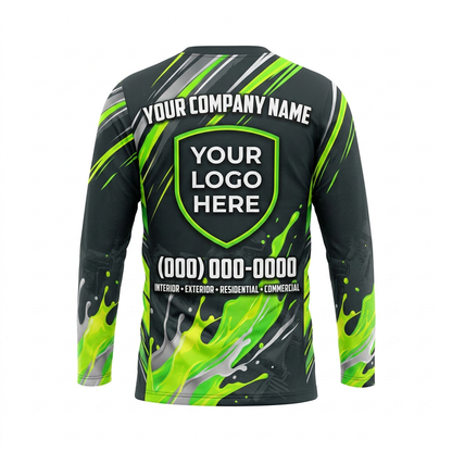 Acid Lime Slash Custom Painter Work Shirt - Back View