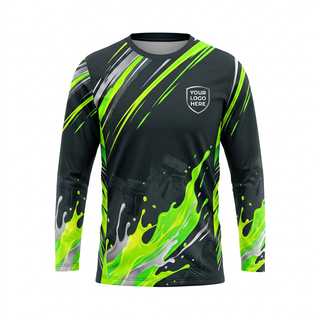 Acid Lime Slash Custom Painter Work Shirt - Front View