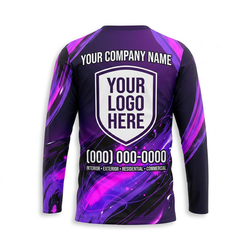 Purple Plasma Custom Painter Work Shirt - Back View