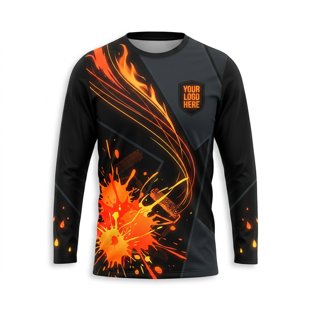 Ember Paint Burst Custom Painter Work Shirt - Front View