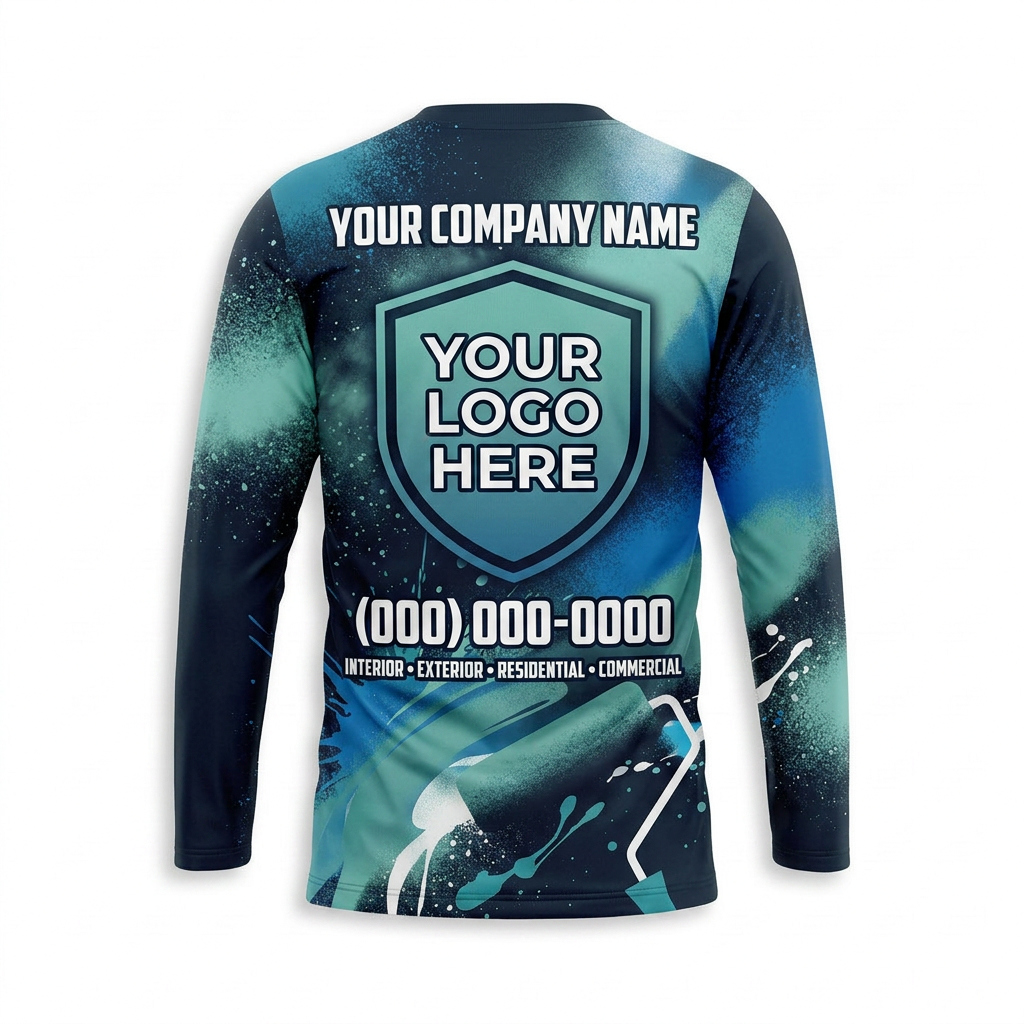 Deep Sea Mist Custom Painter Work Shirt - Back View